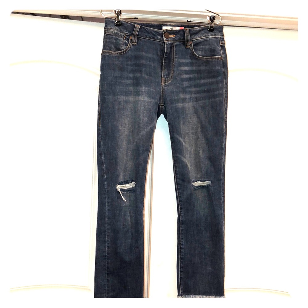 CABi cropped high straight distressed jeans